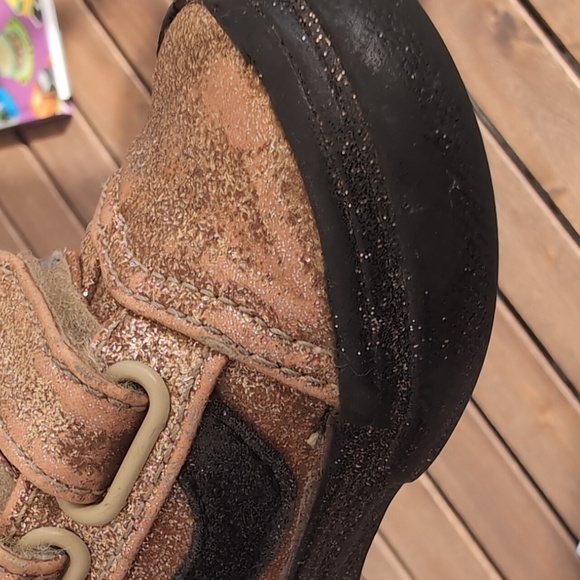 Vans old skool Velcro party gold gitter kids trainers - Picture 6 of 8